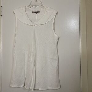 FLAX white linen ruffle collar sleeveless top size large